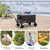 image:imageVIVOSUN Collapsible Folding Wagon Outdoor Utility with Silent AllTerrain Wide Wheels Adjustable Handle Cup Holders amp Side Pockets for Camping Beach Shopping Garden Sports Picnic BlackBlack