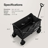 image:imageVIVOSUN Collapsible Folding Wagon Outdoor Utility with Silent AllTerrain Wide Wheels Adjustable Handle Cup Holders amp Side Pockets for Camping Beach Shopping Garden Sports Picnic BlackBlack