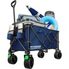 image:imageVIVOSUN Collapsible Folding Wagon Outdoor Utility with Silent AllTerrain Wide Wheels Adjustable Handle Cup Holders amp Side Pockets for Camping Beach Shopping Garden Sports Picnic BlackBlue