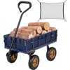 image:imageVIVOSUN Collapsible Wagon with Tailgate 320lb LoadBearing Outdoor Utility with AllTerrain Wheels Adjustable Handle Cup Holders for Camping Shopping Garden Sports Picnic BlackSteel Garden Style