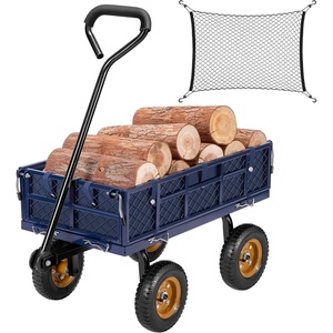 image:imageVIVOSUN Collapsible Wagon with Tailgate 320lb LoadBearing Outdoor Utility with AllTerrain Wheels Adjustable Handle Cup Holders for Camping Shopping Garden Sports Picnic BlackSteel Garden Style