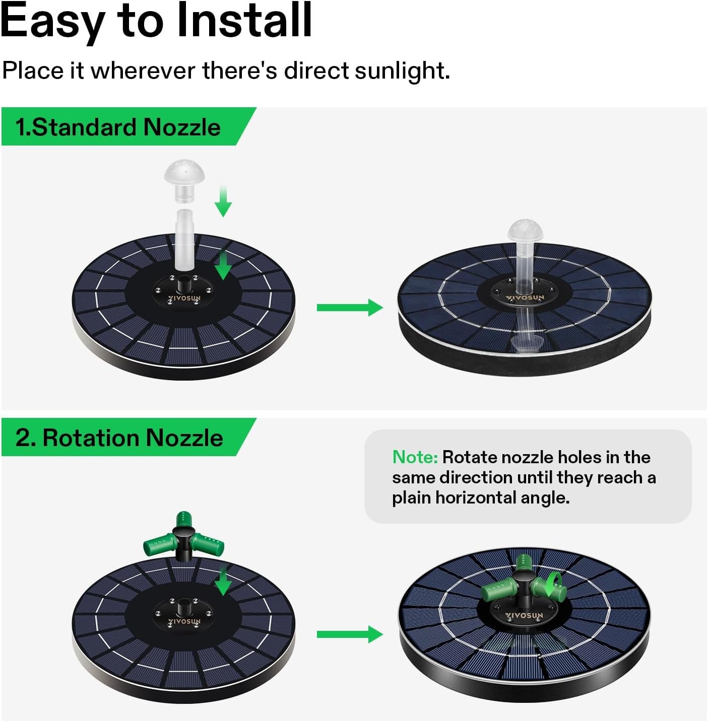 image:imageVIVOSUN Solar Fountain 4W Solar Water Fountain with Upgraded Glass Panel Builtin Battery 7 Nozzles Colored LED Lights Outdoor Solar Fountain Pump for Bird Bath Pond Pool Fish Tank Garden4W Solar Fountain Pump