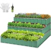 image:imageVIVOSUN 3Tier Metal Raised Garden Bed 46 x 46 x 24 Galvanized Steel Metal Outdoor Planter Box with Gloves and Scissors to Grow Flowers Vegetables and Herbs for Outdoor Gardening GreenGreen