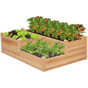 image:imageVIVOSUN 3Tier Wooden Raised Garden Bed 48 x 48 x 21 Inches Outdoor Wood Planter Kit for Plants Herbs and Vegetables for Garden Patio Balcony Backyard and Outdoors425 x 345 x 15 Inches 3Tier 3Grid