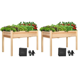 image:imageVIVOSUN 3Tier Wooden Raised Garden Bed 48 x 48 x 21 Inches Outdoor Wood Planter Kit for Plants Herbs and Vegetables for Garden Patio Balcony Backyard and Outdoors48 x 24 x 30 Inches Elevated Pack of 2