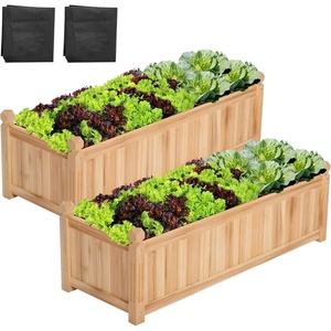 image:imageVIVOSUN 3Tier Wooden Raised Garden Bed 48 x 48 x 21 Inches Outdoor Wood Planter Kit for Plants Herbs and Vegetables for Garden Patio Balcony Backyard and Outdoors435 x 16 x 14 Inches Pack of 2
