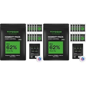 image:imageVIVOSUN 62 RH TwoWay Humidity Control Packs Size 8 g 10 Packs Each for Storing 1 oz Moisture Balancer with RH Indicator Card for Food Storage8g  10pcs Pack of 2