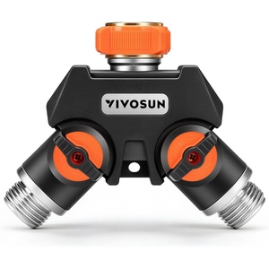 image:imageVIVOSUN Garden Hose Splitter 2 Way HeavyDuty Dual Water Hose Connector with Durable Metal Body Outdoor Faucet Adapter with Comfortable Rubberized Grip for Drip Irrigation LawnsPremium 2 Way