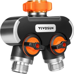 image:imageVIVOSUN Garden Hose Splitter 2 Way HeavyDuty Dual Water Hose Connector with Durable Metal Body Outdoor Faucet Adapter with Comfortable Rubberized Grip for Drip Irrigation LawnsBasic 2 Way