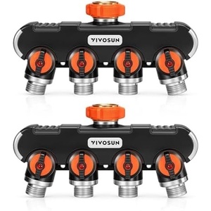 image:imageVIVOSUN Garden Hose Splitter 2 Way HeavyDuty Dual Water Hose Connector with Durable Metal Body Outdoor Faucet Adapter with Comfortable Rubberized Grip for Drip Irrigation Lawns4 Way Garden Hose Splitter Set 2 Pack