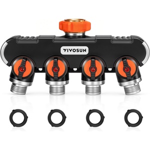 image:imageVIVOSUN Garden Hose Splitter 2 Way HeavyDuty Dual Water Hose Connector with Durable Metal Body Outdoor Faucet Adapter with Comfortable Rubberized Grip for Drip Irrigation LawnsBasic 4 Way