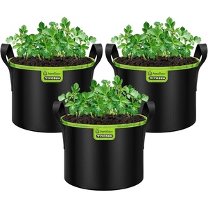 image:imageVIVOSUN 3Pack 7Gallon AeroBase Grow Bags Durable Mesh Fabric Plant Container with Breathable Base and Sturdy Handles Black5 Gallons