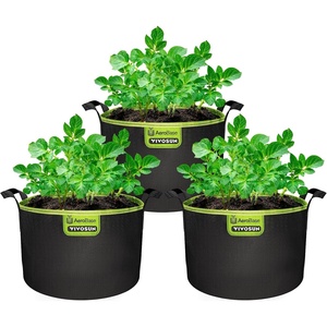 image:imageVIVOSUN 3Pack 7Gallon AeroBase Grow Bags Durable Mesh Fabric Plant Container with Breathable Base and Sturdy Handles Black7 Gallons