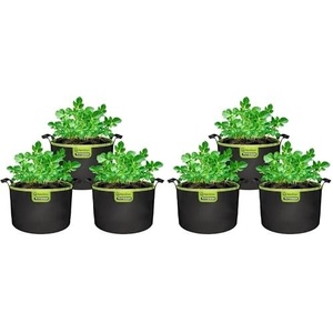 image:imageVIVOSUN 3Pack 7Gallon AeroBase Grow Bags Durable Mesh Fabric Plant Container with Breathable Base and Sturdy Handles Black7 Gallons Pack of 2