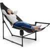 image:imageVIVOSUN Chaise Lounge 2in1 Reclining Chair with FootrestArmrests Cup Holder Storage Pocket and Carry Bag Support 300 lb for Camping Beach Poolside and Patio Black