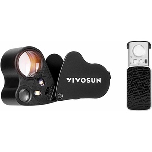 image:imageVIVOSUN 30X 60X Illuminated Jewelers Loupe Foldable Magnifier and SlideOut Jewelry Loupe Magnifier 30X 60X 90X LED Lighted Eye Loupe with UV Light for Jewelry Diamonds Gems Coins Stamps Rocks