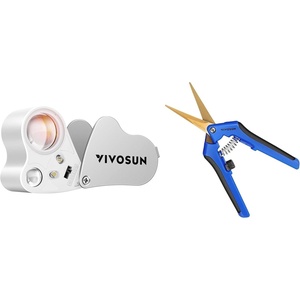 image:imageVIVOSUN 30X 60X Illuminated Jewelers Loupe and Curved Gardening Scissors 65 Inch Hand Pruner Shear with Titanium Coated Blades 1Pack