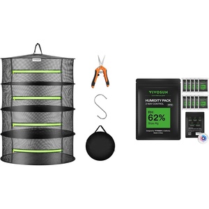 image:imageVIVOSUN 4Layer Mesh Drying Rack Hanging Design with Green Zippers for Dehydrating and 62 RH TwoWay Humidity Control Packs Size 4 g 10 Packs for Storing 12 oz Moisture Balancer