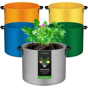 image:imageVIVOSUN 5Pack 5Gal27Gal210Gal Colored Grow Bags 350G Thick nonwoven Fabric Pots with Handles for Flowers Fruits and Vegetables5 Gallons