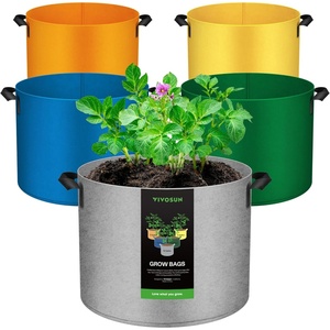 image:imageVIVOSUN 5Pack 5Gallon Colored Grow Bags 350G Thick nonwoven Fabric Pots with Handles for Flowers Fruits and Vegetables5710 Gallons Mix
