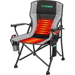 image:imageVIVOSUN Heated Camping Chair Fully Padded Heated Folding Chair with 3 Heat Levels Cup Holder amp Pockets WearResistant Oxford Fabric for Camping Outdoor Sports Picnics Battery Not Included