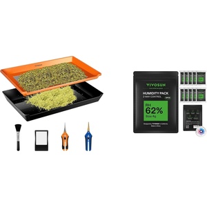 image:imageVIVOSUN Heavy Duty 2in1 Trimming Tray for Herbals Collecting and 62 RH TwoWay Humidity Control Packs Size 4 g 10 Packs for Storing 12 oz Moisture Balancer with RH Indicator Card for Food amp Her