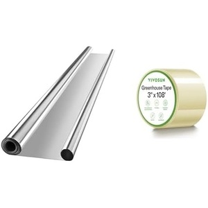 image:imageVIVOSUN Highly Reflective Mylar Film Roll 4FT x 25FT and 3 x 108 Greenhouse Repair Tape 63 mil Clear Poly Patch Tape Heavy Duty and Weatherproof for Greenhouses Plastic Sheeting and Tents