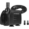 image:imageVIVOSUN 480GPH Submersible Pump1800LH 25W Ultra Quiet Water Pump with 72ft High Lift Fountain Pump with 5ft Power Cord 3 Nozzles for Fish Tank Aquarium Statuary Hydroponics Black64480