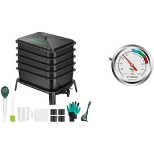 image:imageVIVOSUN 5Layer Worm Compost Bin and Compost Thermometer 20 Inch Backyard Soil Thermometer with Stainless Steel Dial for Composting Bins Outdoor Gardening and Planting 0200F
