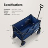 image:imageVIVOSUN Collapsible Folding Wagon 350 lb LoadBearing Outdoor Utility Cart with Silent Universal Wheels Cup Holders ampSide Pockets Adjustable Handle for Camping Garden Sports Picnic ShoppingBlue