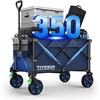image:imageVIVOSUN Collapsible Folding Wagon 350 lb LoadBearing Outdoor Utility Cart with Silent Universal Wheels Cup Holders ampSide Pockets Adjustable Handle for Camping Garden Sports Picnic ShoppingBlue