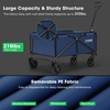 image:imageVIVOSUN Collapsible Folding Wagon Outdoor Utility with AllTerrain Wheels Adjustable Handle Cup Holders amp Side Pockets for Camping Shopping Garden 210Lbs Capacity BlueBlue