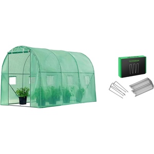 image:imageVIVOSUN 10x7x7 Ft Large Walk in Greenhouse and 6 Inch 50Pack Garden Stakes Galvanized Steel Landscape Staples 11 Gauge UShaped Pins for Weed Barrier Fabric Ground Cover Soaker Hose