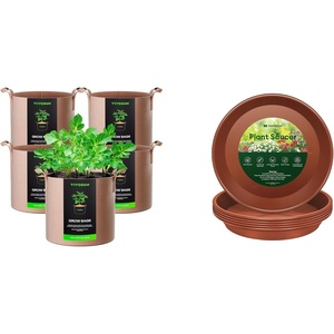 image:imageVIVOSUN 5Pack 3 Gallons Grow Bags Heavy Duty Thickened Nonwoven Fabric Pots and 6 Pack Plant Saucer 8 10 12 inch Plant Saucers for Indoor Heavy Duty Plastic Plant Trays for pots Grow Bag
