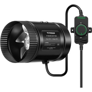 image:imageVIVOSUN Inline Booster Duct Fan 4 106 CFM with Speed Controller HVAC Exhaust Ventilation Fan with Low Noise for Basements Bathrooms Kitchens Attics Grow Tents