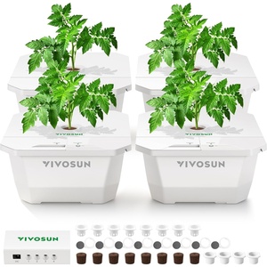 image:imageVIVOSUN FlexFeed DWC Hydroponic System Kit Deep Water Culture Grow Kit4 Buckets  Smart Controller