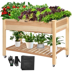 image:imageVIVOSUN Raised Garden Bed with Legs amp Wheels Outdoor Wood 46x24x32 Mobile46 x 24 x 32 Inches Elevated With Wheels