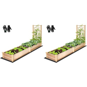 image:imageVIVOSUN Raised Garden Bed with Legs amp Wheels Outdoor Wood 46x24x32 Mobile48 x 24 x 30 Inches With Trellis Pack of 2
